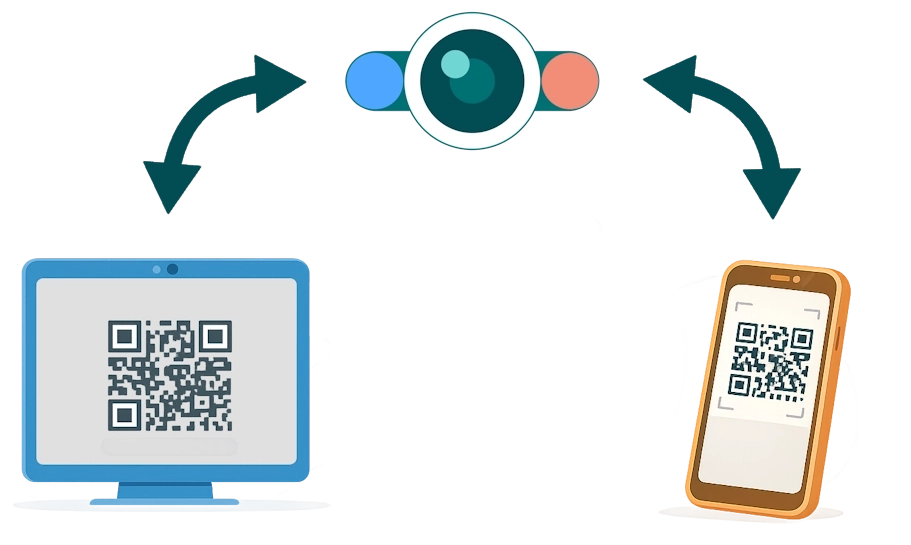 Illustration of two hands shaking, representing the direct connection between phone and viewer